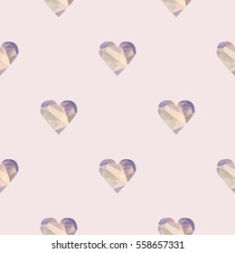 Seamless pattern of polygonal hearts. Happy Valentine's Day background. Wedding love