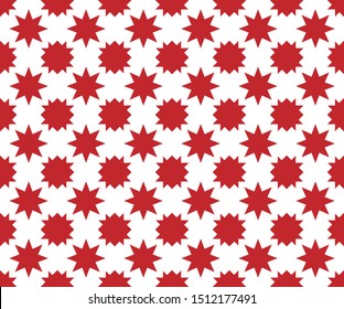Seamless pattern of polygonal shapes and eight stars arranged alternately. Geometric monochrome abstract backgrounds suitable for fabric and wallpaper motifs.