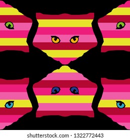 Seamless pattern. Polygonal vector Cat head. Cat's eyes. Can be used for wallpaper, textile, invitation card, wrapping, web page background.