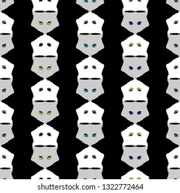 Seamless pattern. Polygonal vector Cat head. Cat's eyes. Can be used for wallpaper, textile, invitation card, wrapping, web page background.