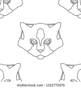 Seamless pattern. Polygonal vector Cat head. Cat's eyes. Can be used for wallpaper, textile, invitation card, wrapping, web page background.
