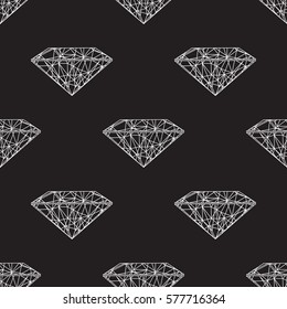Seamless pattern of polygonal white diamonds on black background