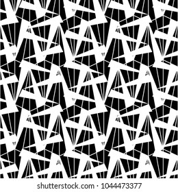 Seamless pattern with polygons abstract. Triangular shapes ornament. Triangle figures background. Repeated polygon forms wallpaper. Geometrical image. Digital paper, textile print, design. Vector art.