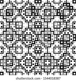 Seamless pattern. Polygons background. Figures, squares, rectangles, circles, ornament. Simple shapes wallpaper. Geometric motif. Abstract backdrop. Digital paper, web design, textile print. Vector