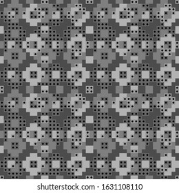 Seamless pattern. Polygons background. Squares, rectangles, circles, figures ornament. Simple shapes wallpaper. Geometric motif. Abstract backdrop. Digital paper, web design, textile print. Vector