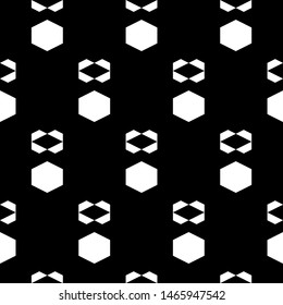 Seamless pattern. Polygons motif. Geometrical backdrop. Hexagons, trapeziums ornament. Geometric figures wallpaper. Abstract background. Ethnic image. Digital paper, textile print, web design. Vector.