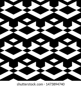 Seamless pattern. Polygons motif. Shapes background. Geometrical backdrop. Rhombuses, chevrons, figures ornament. Geometric wallpaper. Digital paper, textile print, web design, abstract. Vector.