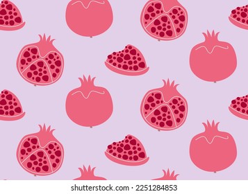 Seamless pattern with pomegranate. Beautiful fruit texture in flat style.