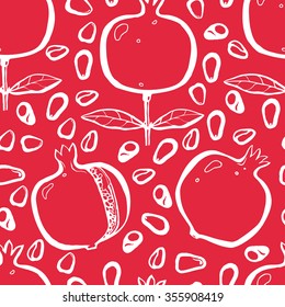 Seamless pattern with pomegranate . Floral  background. Natural print texture. Cloth design. Wallpaper