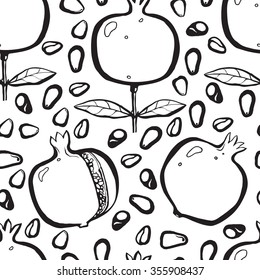 Seamless pattern with pomegranate . Floral  background. Natural print texture. Cloth design. Wallpaper