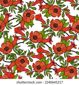 Nahtlose Muster von Granatblumen. Eps10 Illustrationsvorschau.