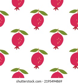 Patrón sin foco con fruta granada. Papel tapiz de frutas botánicas. Fondo decorativo para el diseño de tejidos, impresión textil, tejidos de cocina, papel de envoltura, cubierta. Ilustración del vector Doodle