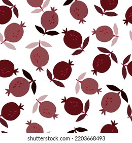 Patrón sin foco con fruta granada. Papel tapiz de frutas botánicas. Fondo decorativo para el diseño de tejidos, impresión textil, tejidos de cocina, papel de envoltura, cubierta. Ilustración del vector Doodle