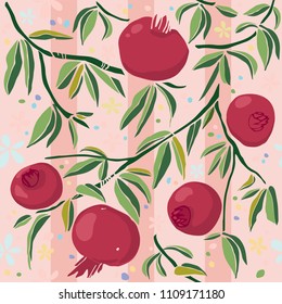 Seamless pattern with pomegranate fruit. Pomegranate of hand drawn vector illustration
Illustration used for magazine, book, poster, card, menu cover, web pages.