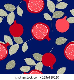 Patrón sin problemas con fondo de frutas granadas. Ilustración de vectores EPS10