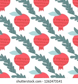 Seamless pattern with pomegranate fruits. Creative modern texture for fabric, textile, wallpaper, wrapping. Ready-to-print design template. Vector illustration.