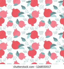 Seamless pattern with pomegranate fruits. Creative modern texture for fabric, textile, wallpaper, wrapping. Ready-to-print design template. Vector illustration.