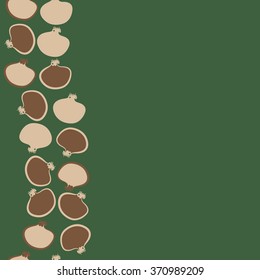 Seamless    pattern  of pomegranate  motif,hole,  spots, stamens, copy space,vertical. Hand drawn.