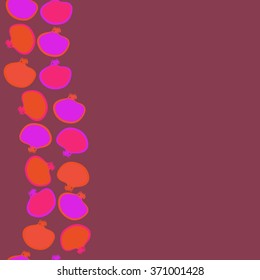 Seamless    pattern  of pomegranate  motif,hole,  spots, stamens, copy space,vertical. Hand drawn.