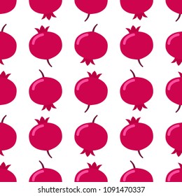 Seamless pattern with pomegranate on white background. Vector illustration