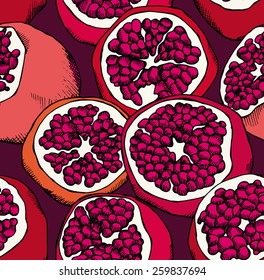 Seamless Pattern Pomegranate Red