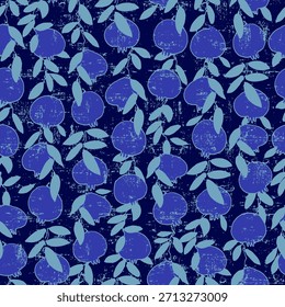 Padrão contínuo. Romã ramos de árvores com frutos. Ilustração vetorial esboçado sobre fundo de cor clara para design de superfície e outros projetos de design Shana Tova