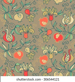 Seamless pattern with pomegranate - vector