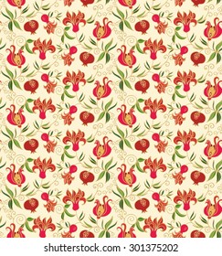 Seamless pattern with pomegranates
