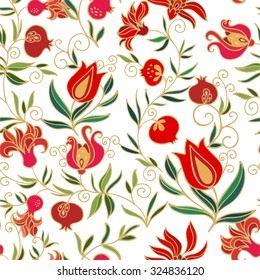 Seamless pattern with pomegranates