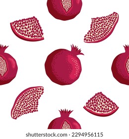 Seamless pattern with pomegranates. Decorative patterns of the pomegranate fruit. The elegant the template for fashion prints. Shana Tova, Jewish New Year, Rosh Hashanah, Yalda