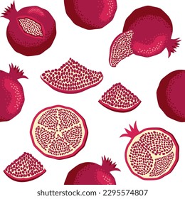 Seamless pattern with pomegranates. Decorative patterns of the pomegranate fruit. The elegant the template for fashion prints. Shana Tova, Jewish New Year, Rosh Hashanah, Yalda