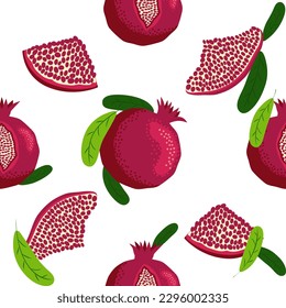Seamless pattern with pomegranates. Decorative patterns of the pomegranate fruit. The elegant the template for fashion prints. Shana Tova, Jewish New Year, Rosh Hashanah, Yalda