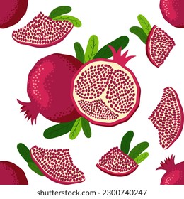 Seamless pattern with pomegranates. Decorative patterns of the pomegranate fruit. The elegant the template for fashion prints. Shana Tova, Jewish New Year, Rosh Hashanah, Yalda