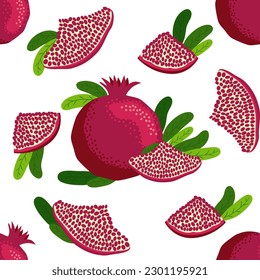 Seamless pattern with pomegranates. Decorative patterns of the pomegranate fruit. The elegant the template for fashion prints. Shana Tova, Jewish New Year, Rosh Hashanah, Yalda