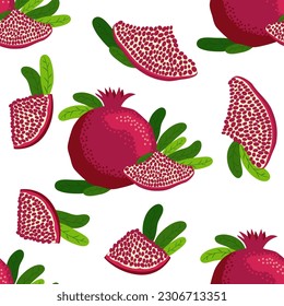 Seamless pattern with pomegranates. Decorative patterns of the pomegranate fruit. The elegant the template for fashion prints. Shana Tova, Jewish New Year, Rosh Hashanah, Yalda