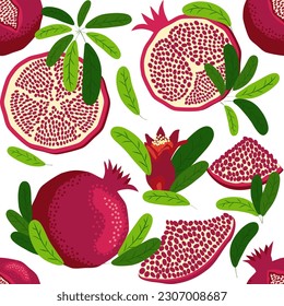 Seamless pattern with pomegranates. Decorative patterns of the pomegranate fruit. The elegant the template for fashion prints. Shana Tova, Jewish New Year, Rosh Hashanah, Yalda