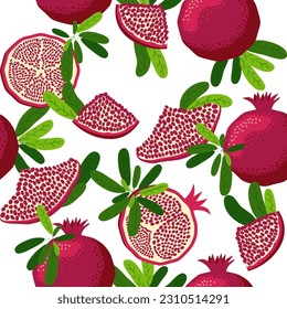 Seamless pattern with pomegranates. Decorative patterns of the pomegranate fruit. The elegant the template for fashion prints. Shana Tova, Jewish New Year, Rosh Hashanah, Yalda