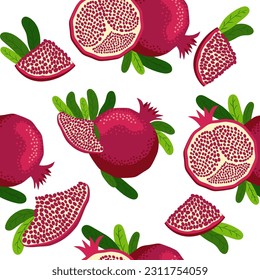 Seamless pattern with pomegranates. Decorative patterns of the pomegranate fruit. The elegant the template for fashion prints. Shana Tova, Jewish New Year, Rosh Hashanah, Yalda