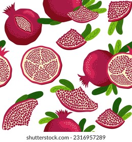 Seamless pattern with pomegranates. Decorative patterns of the pomegranate fruit. The elegant the template for fashion prints. Shana Tova, Jewish New Year, Rosh Hashanah, Yalda
