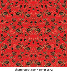 Seamless pattern with pomegranates flowers