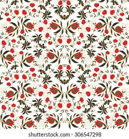 Seamless pattern with pomegranates flowers