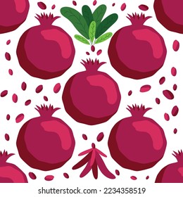 Seamless pattern with pomegranates Fruits. Decorative patterns of the pomegranate fruit. elegant template