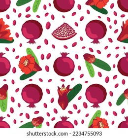 Seamless pattern with pomegranates Fruits. Decorative patterns of the pomegranate fruit. elegant template
