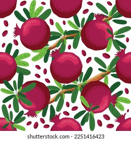 Seamless pattern with pomegranates Fruits. Decorative patterns of the pomegranate fruit. elegant template
