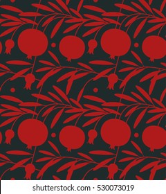 Seamless pattern with pomegranates.Modern background with fruits.Vector illustration.