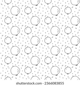 Seamless pattern with pomegranats in hand drawn style.