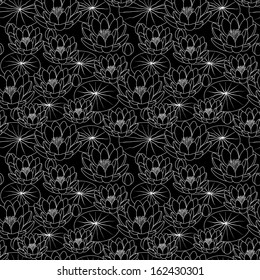 Seamless pattern - Pond with lilies, vector illustration 