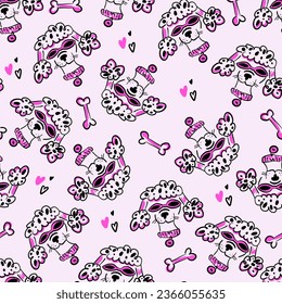 Seamless pattern with poodle.  Background for textile, fabric, stationery, clothes, accessories and other designs.