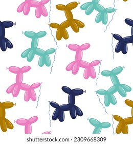 Seamless pattern with poodle balloons. Kids party print. Vector hand drawn illustration.