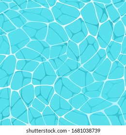 Seamless pattern of pool water surface texture. Abstract sea waves background in blue and turquoise colors.